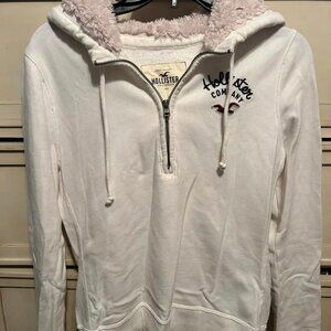 Hollister 3/4 Zip Hoodie with fleece lined hood - Size Medium